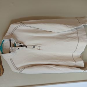 Tommy Bahama Men's Large Pullover 1/4 Zip and Snap Cream Color